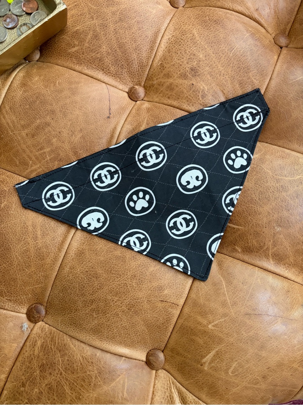 Black Logo-Patterned Doggie Bandana Scarf